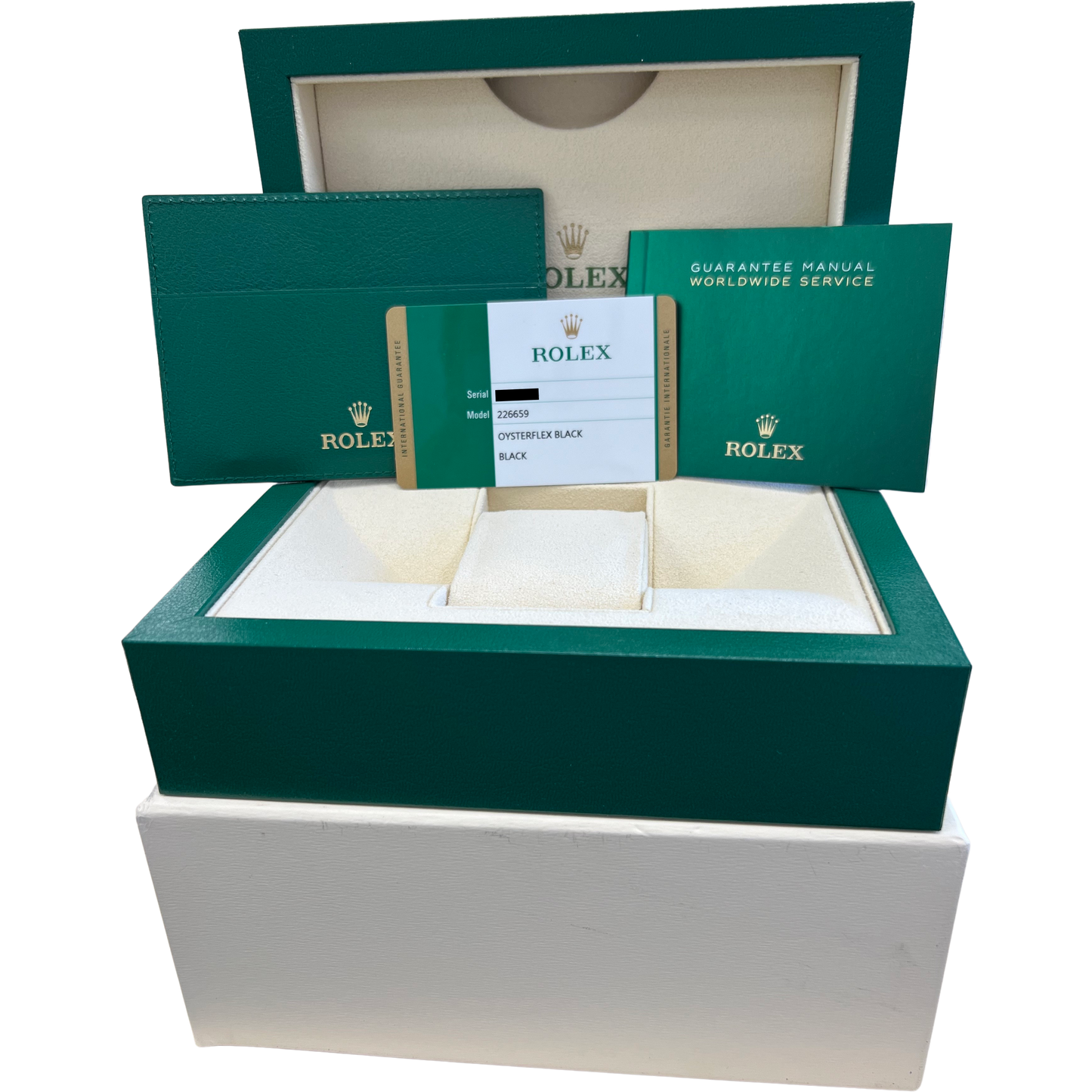 PAPERS Rolex Yacht-Master 18K White Gold Oysterflex Black 42mm 226659 Watch BOX