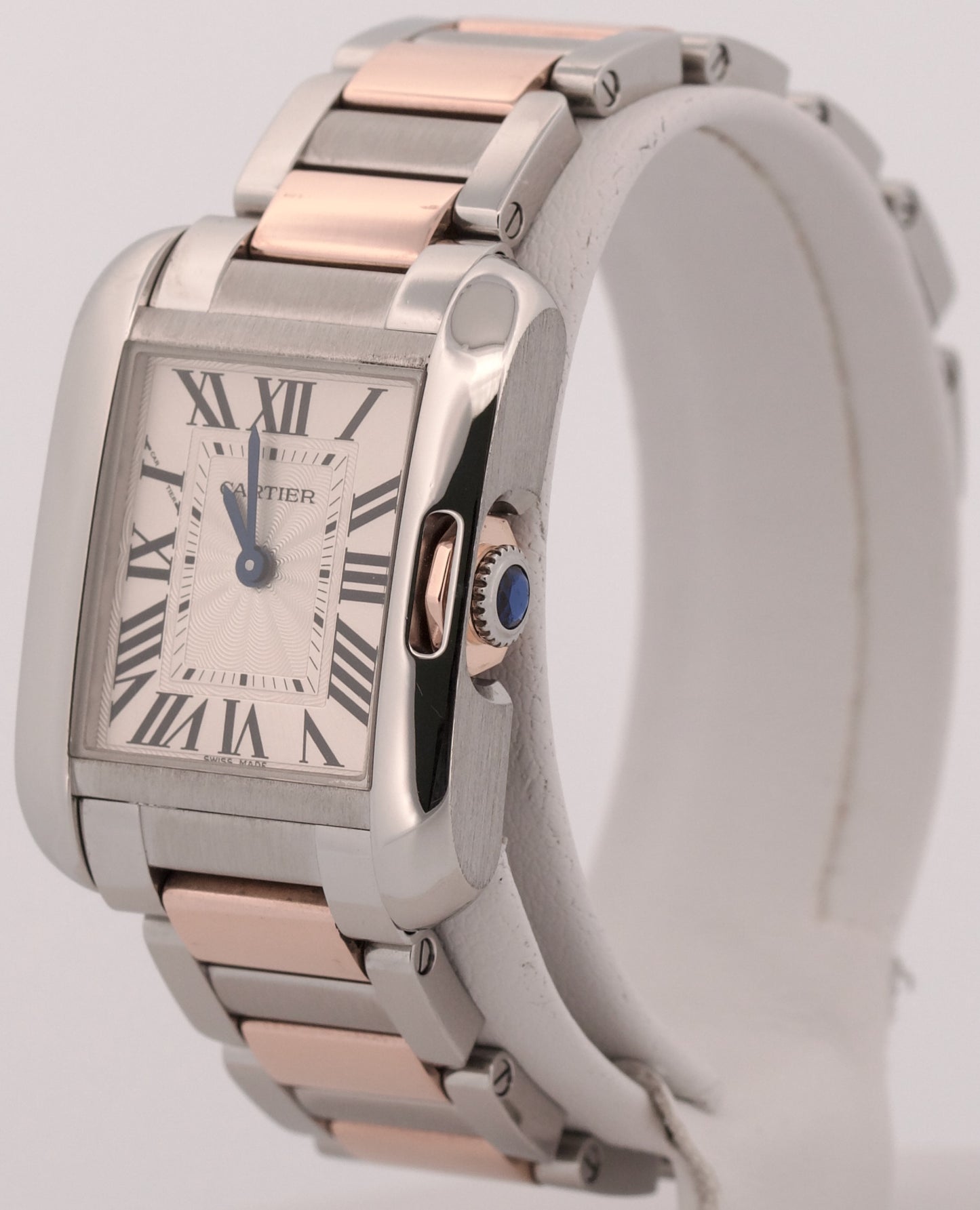 Cartier Tank Anglaise SILVER 23mm Two-Tone 18K Rose Gold Steel 3485 / W5310019