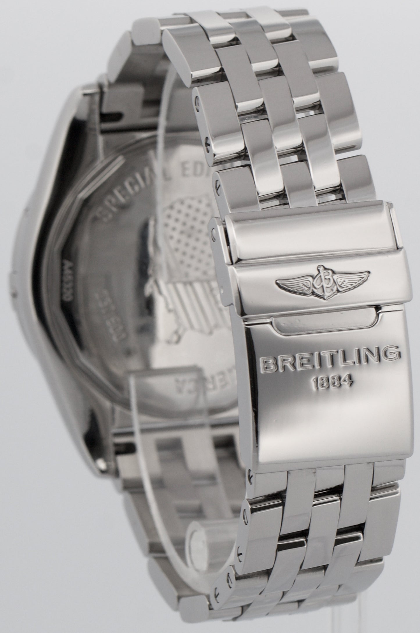 PAPERS Breitling Galactic 44mm BLUE Stainless Steel Date Watch A45320 BOX