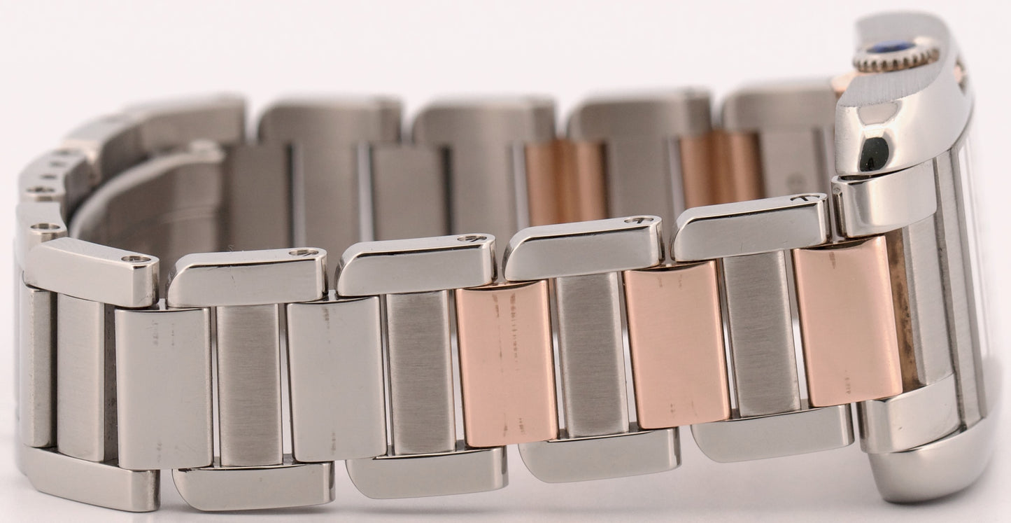 Cartier Tank Anglaise SILVER 23mm Two-Tone 18K Rose Gold Steel 3485 / W5310019