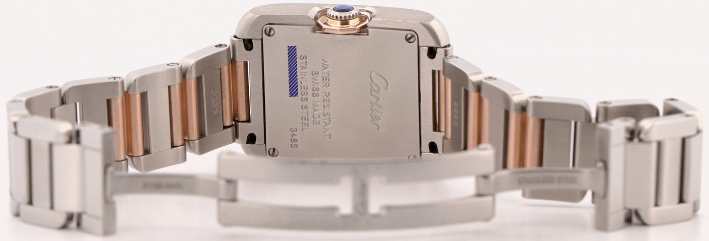 Cartier Tank Anglaise SILVER 23mm Two-Tone 18K Rose Gold Steel 3485 / W5310019
