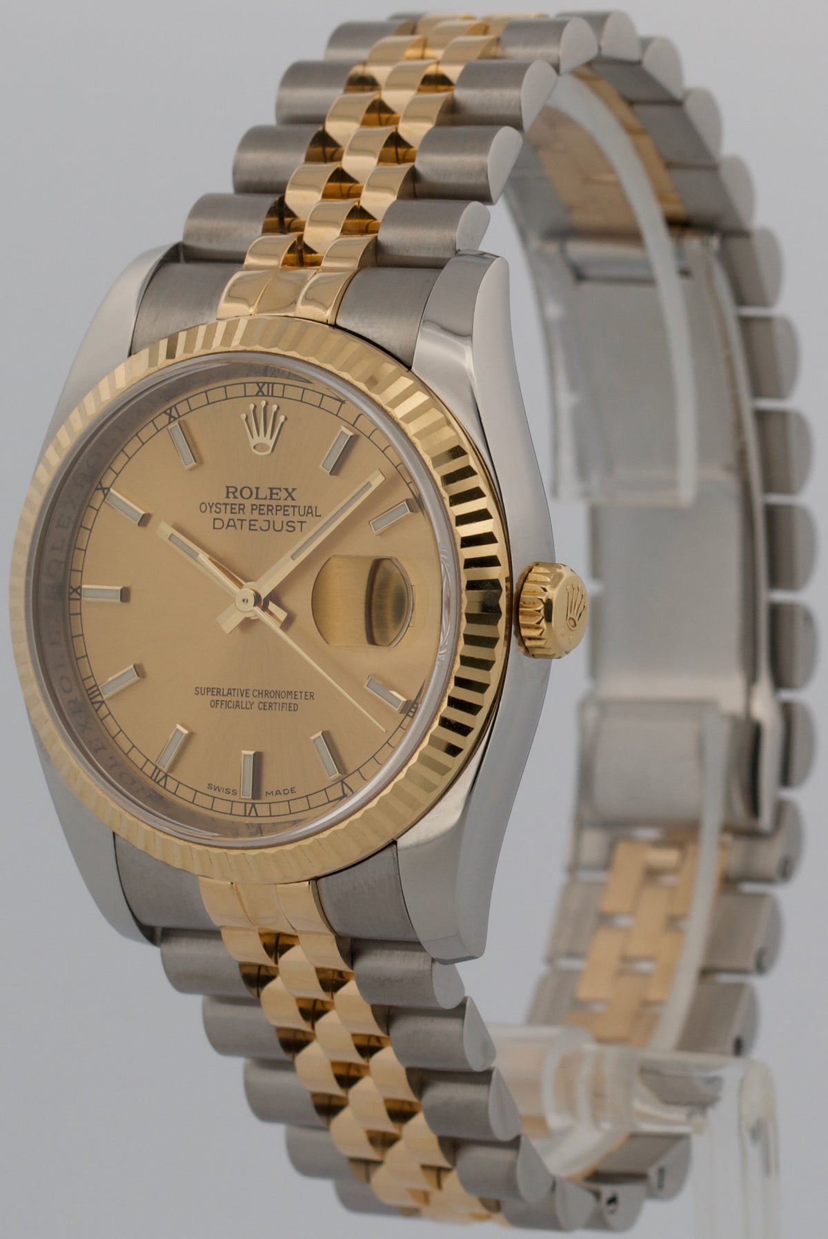 Rolex DateJust 116233 Champagne Two-Tone 18K Gold Steel Jubilee 36mm Watch