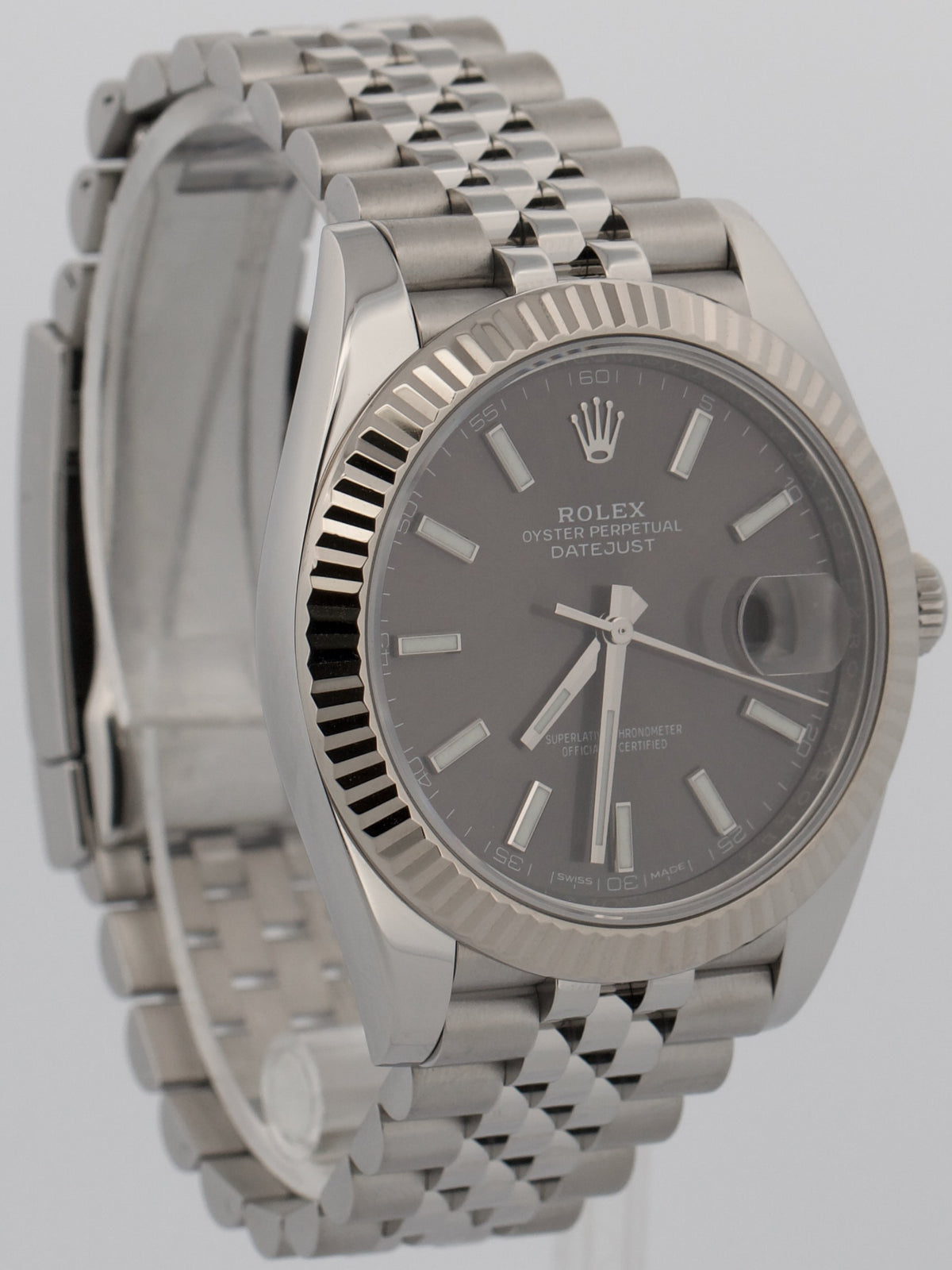 2018 Rolex DateJust 41 126334 Rhodium 18K Steel Jubilee Fluted 41mm Box Papers