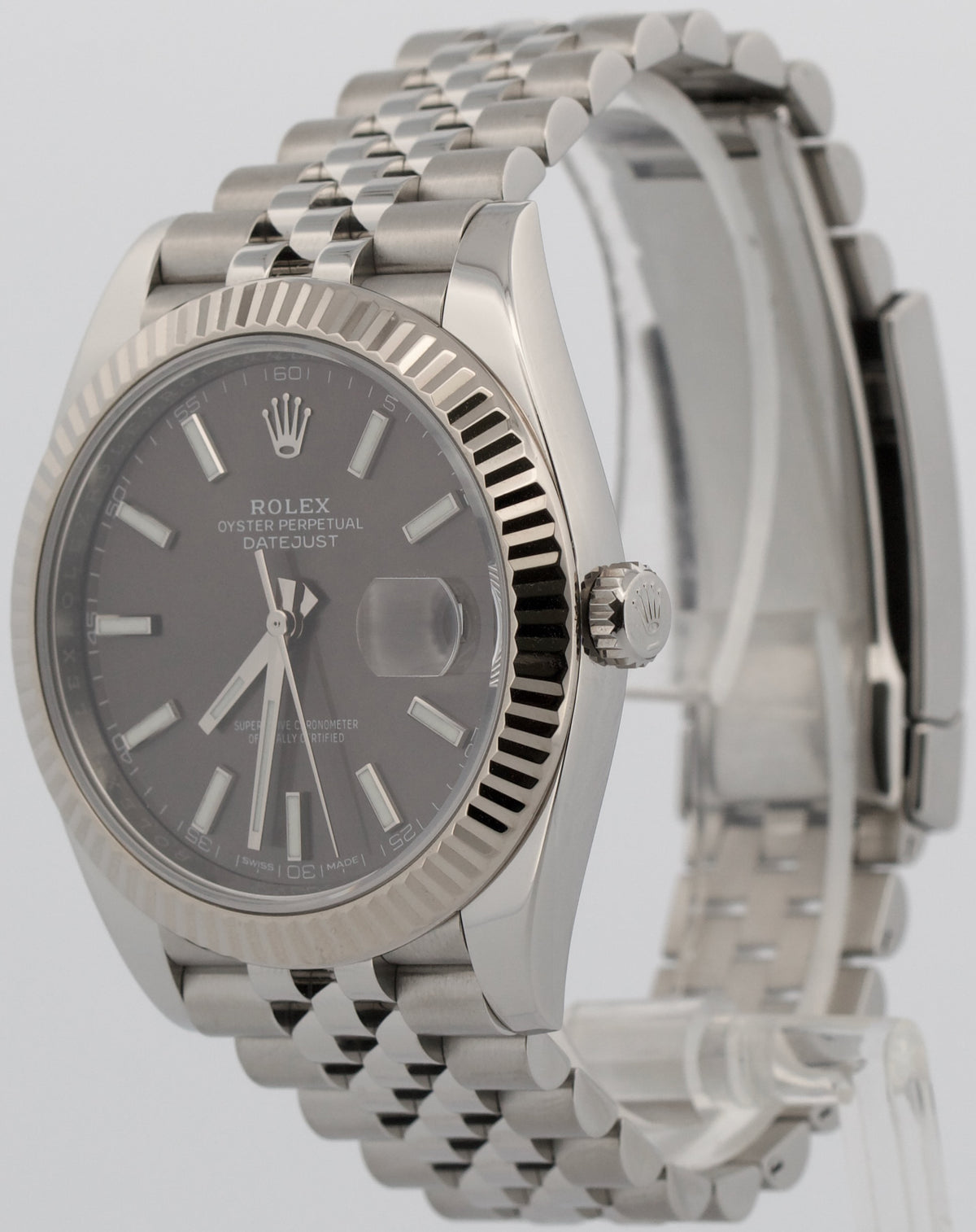 2018 Rolex DateJust 41 126334 Rhodium 18K Steel Jubilee Fluted 41mm Box Papers