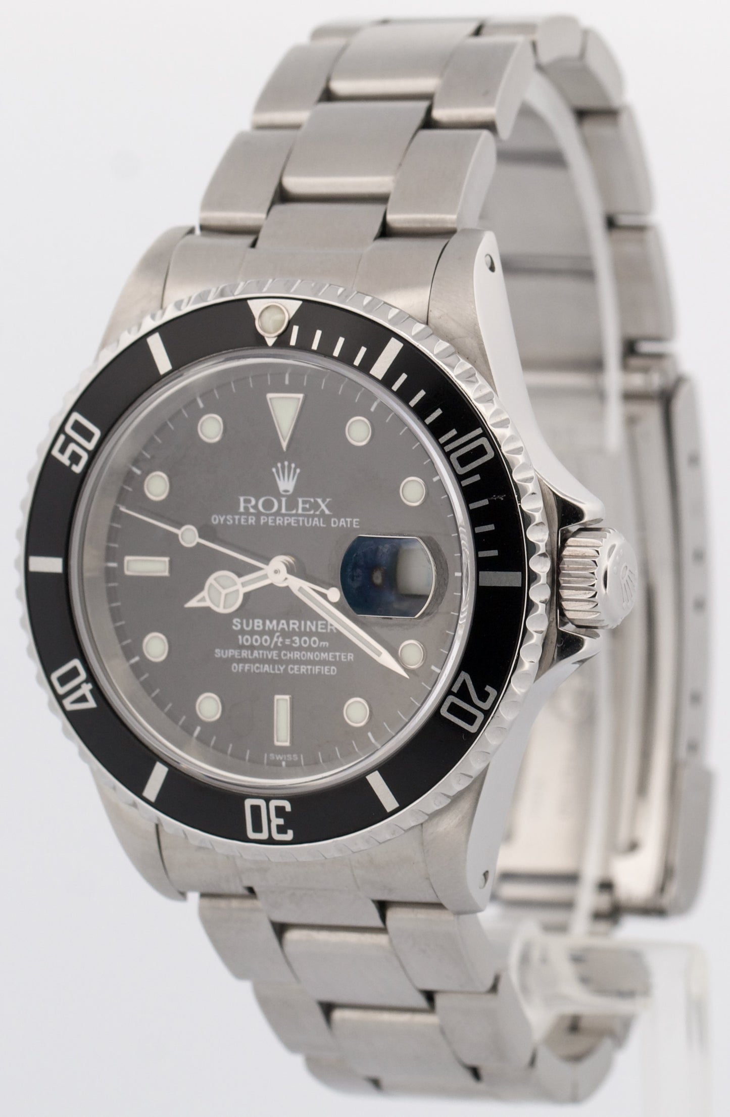 1999 PAPERS Rolex Submariner Date SWISS ONLY Black 40mm Steel 16610 Watch BOX