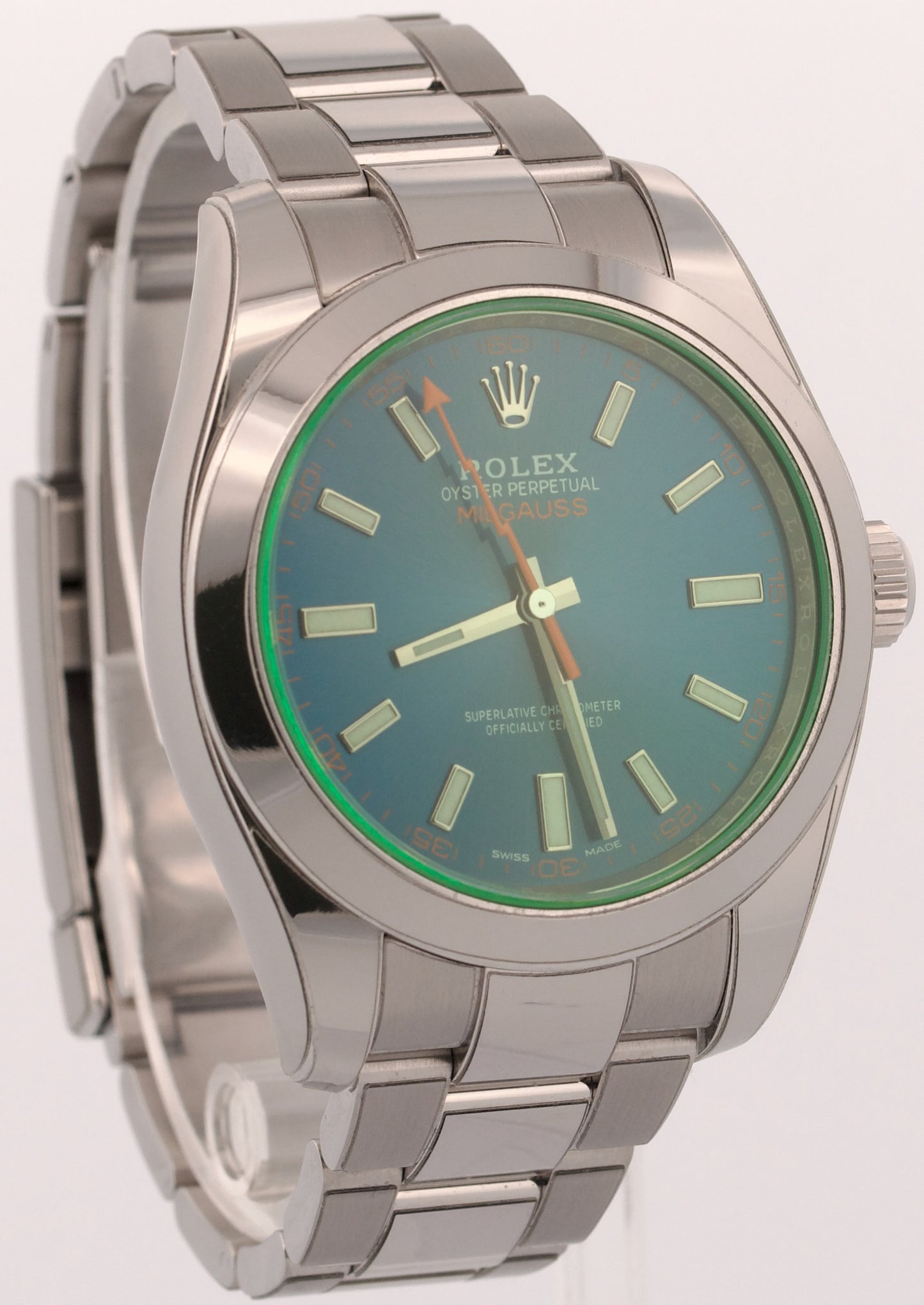 2021 PAPERS Rolex Milgauss BLUE 40mm Z-Blue Green 116400 GV Stainless Watch BOX