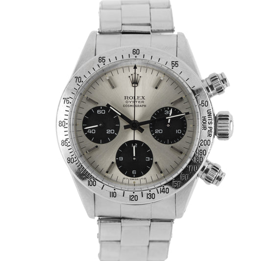 VINTAGE 1973 Rolex Daytona Cosmograph  Stainless Silver Sigma  37mm 6265 Watch