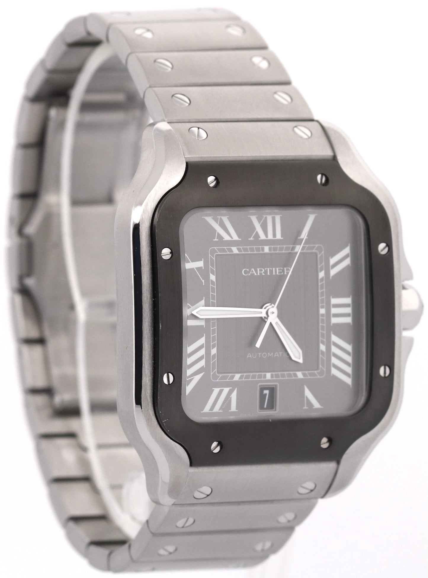 2026 SERVICE PAPERS Cartier Santos 39.8mm BLACK ADLC Steel 4072 WSSA0037 BOX
