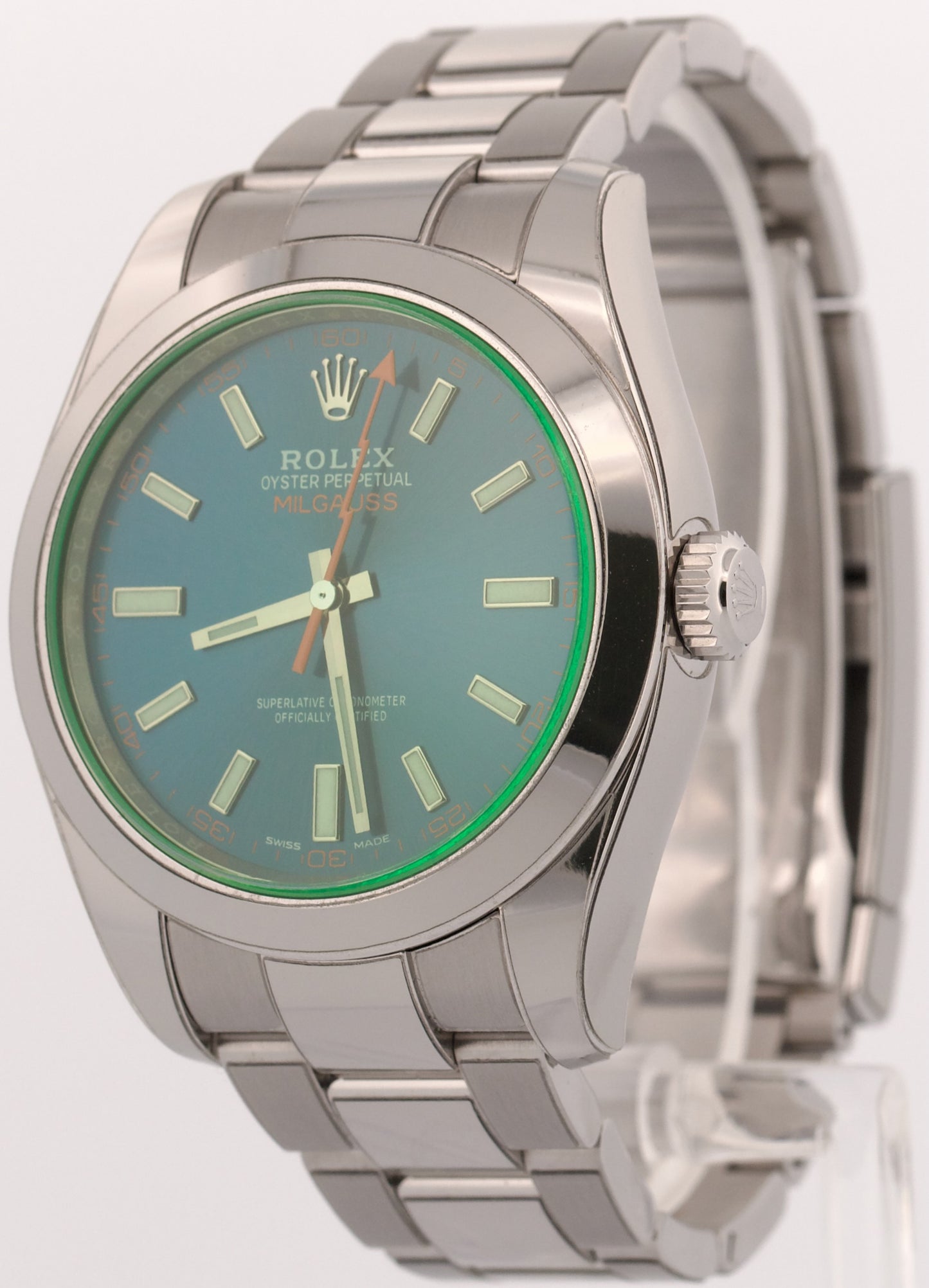 2021 PAPERS Rolex Milgauss BLUE 40mm Z-Blue Green 116400 GV Stainless Watch BOX