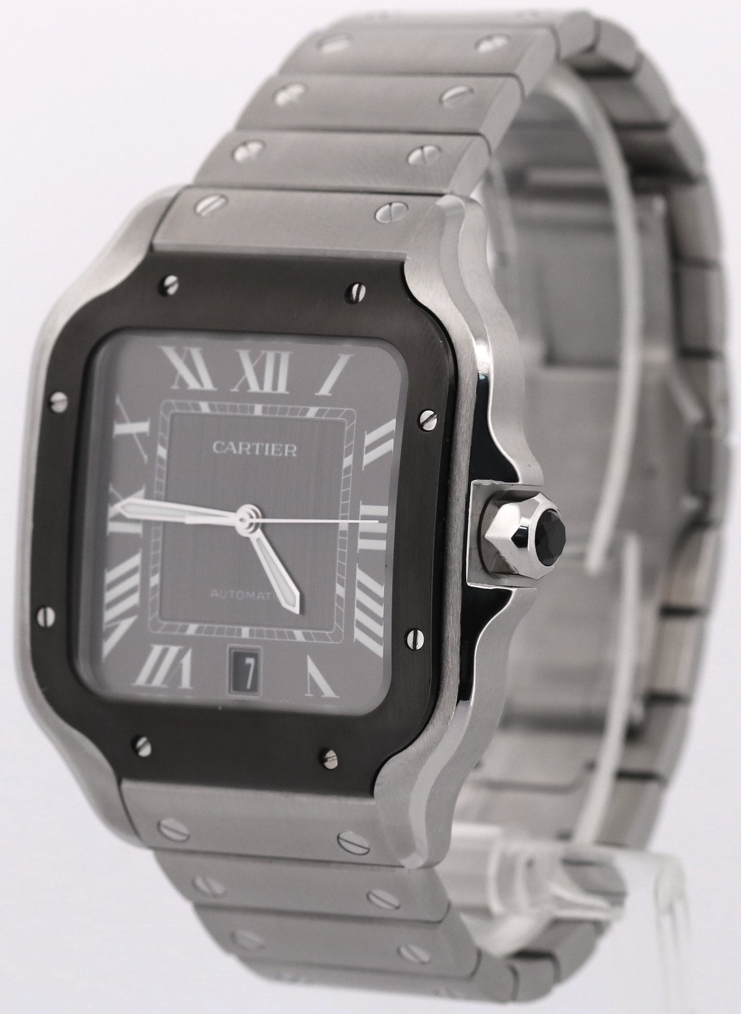 2026 SERVICE PAPERS Cartier Santos 39.8mm BLACK ADLC Steel 4072 WSSA0037 BOX