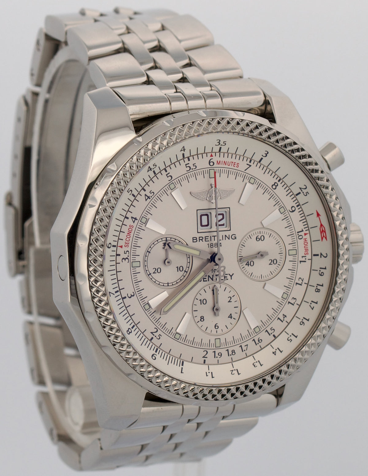 Breitling Bentley 6.75 A44362 Silver White 48mm Stainless Steel Automatic Watch