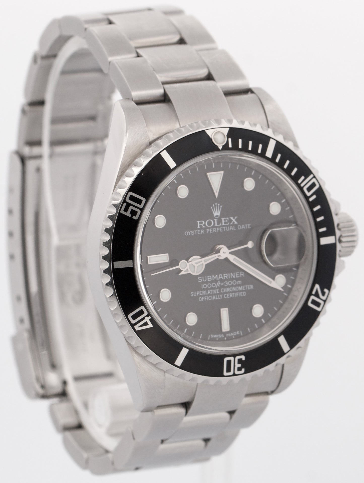UNPOLISHED Rolex Submariner Date REHAUT Black Steel 40mm Oyster Watch 16610