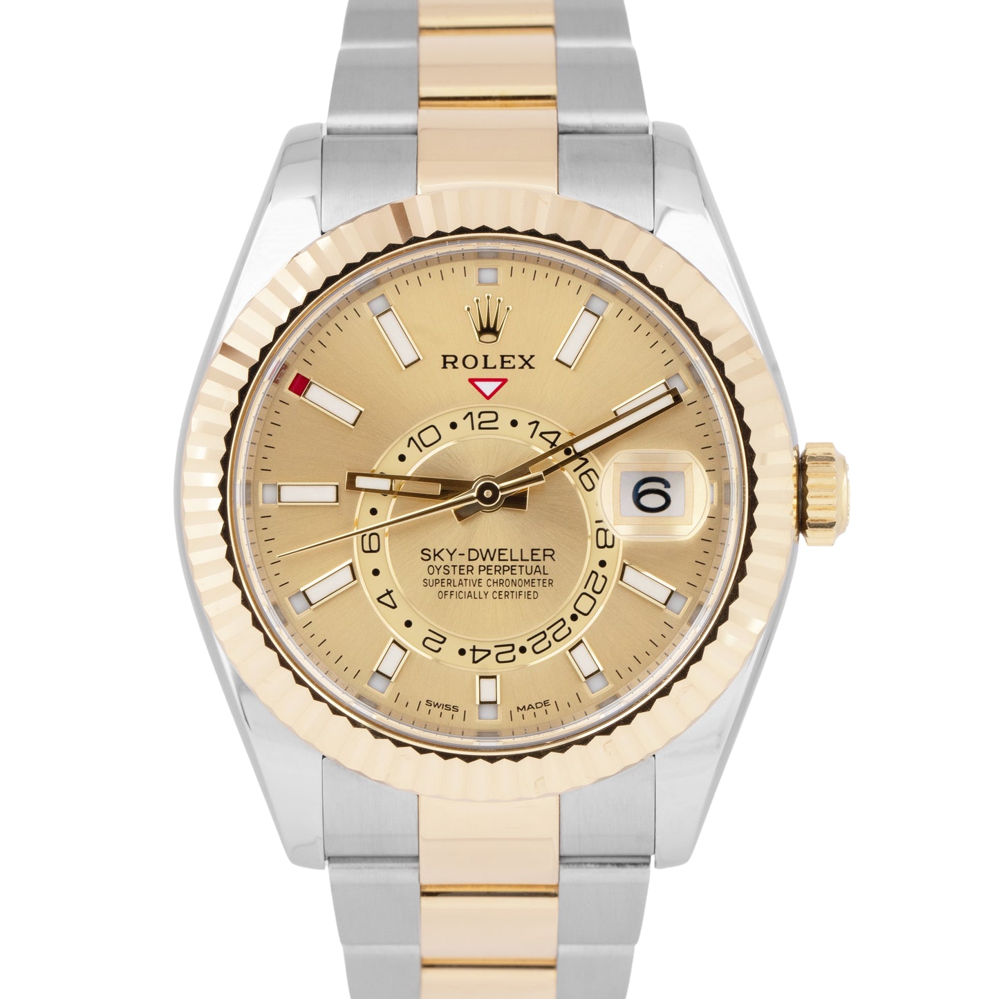 MINT Rolex Sky-Dweller Champagne Two-Tone Gold Stainless 42mm Oyster 326933 B+P