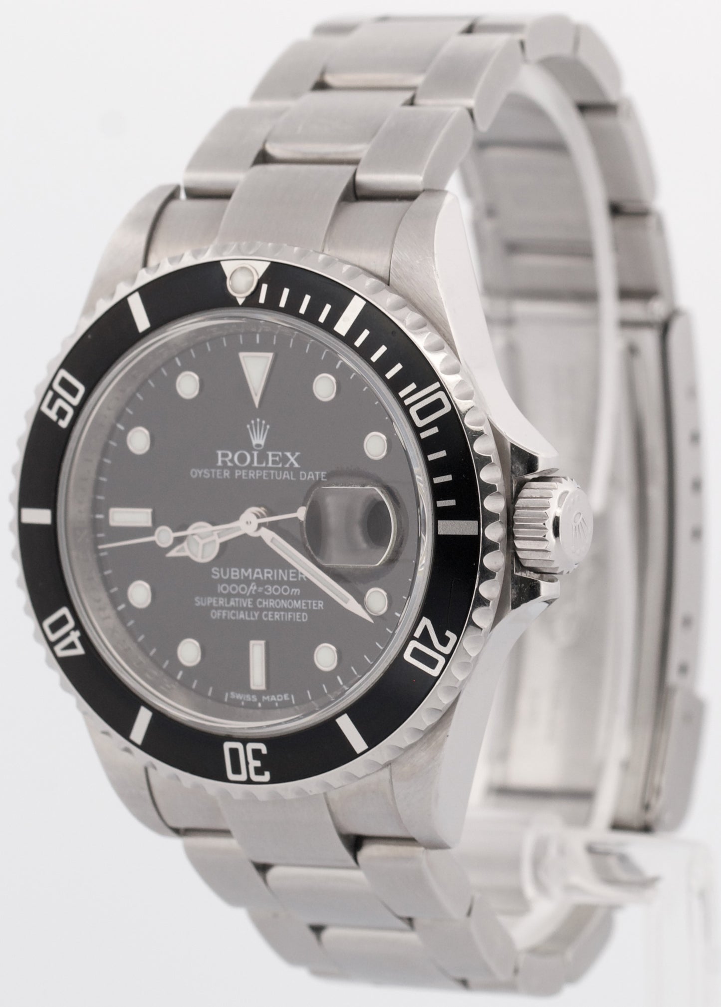 UNPOLISHED Rolex Submariner Date REHAUT Black Steel 40mm Oyster Watch 16610