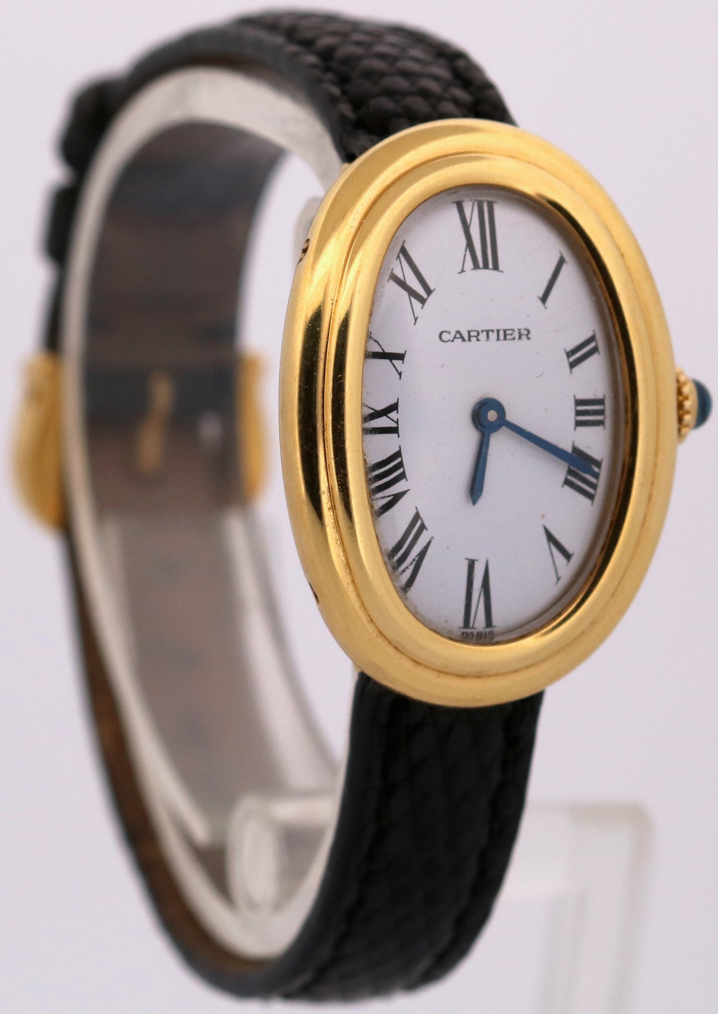 Ladies Cartier Baignoire White Roman PARIS DIAL 18K Yellow Gold 22mm 78094 BOX