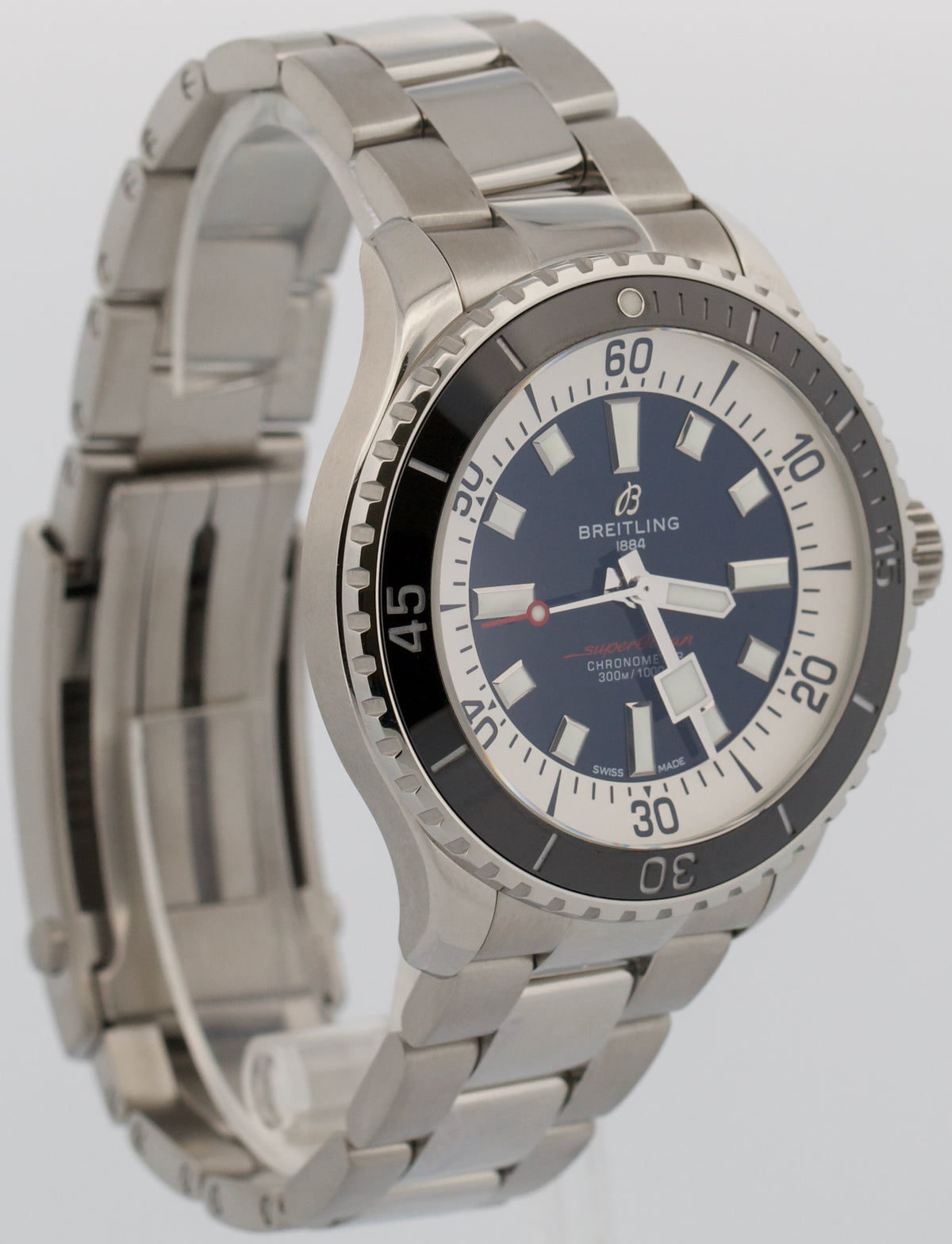 Breitling SuperOcean A17376 Blue White Stainless Steel Automatic 44mm Watch