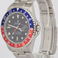 MINT Rolex GMT-Master II PEPSI Red Blue ERROR STICK Steel NO HOLES 40mm 16710