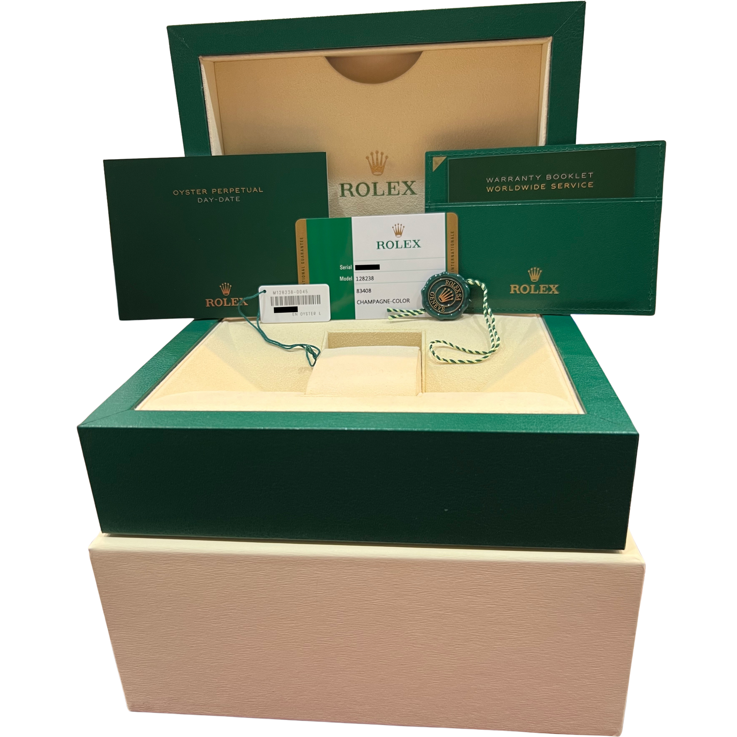 NEW PAPERS Rolex Day-Date President 18K Yellow Gold Champagne 36mm 128238 BOX