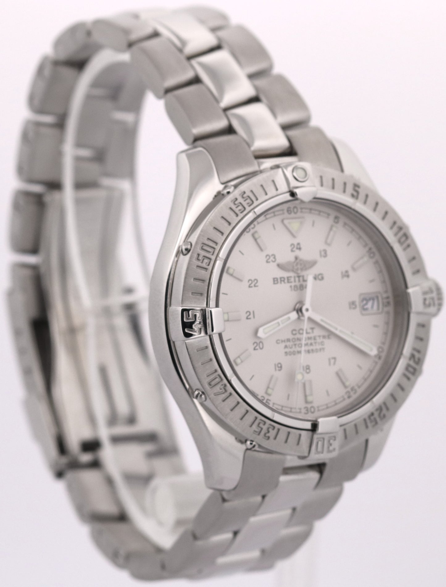 Breitling Colt SILVER WHITE 38mm Stainless Steel Automatic Date Watch A17350