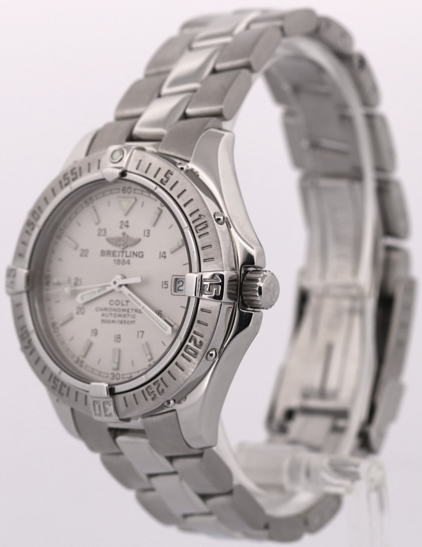 Breitling Colt SILVER WHITE 38mm Stainless Steel Automatic Date Watch A17350