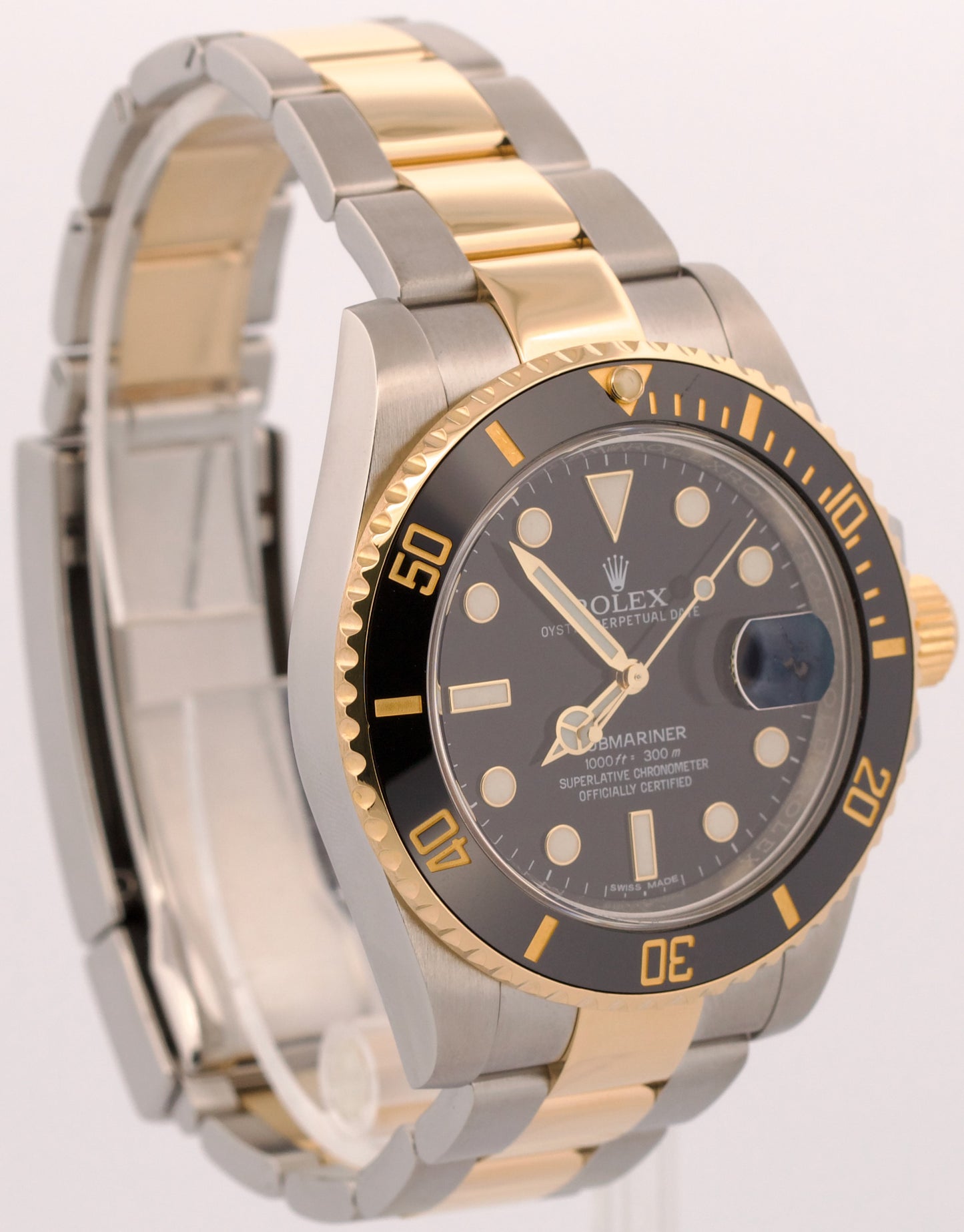 2016 PAPERS Rolex Submariner BLACK 40mm Ceramic 18K Gold Steel 116613 LN BOX