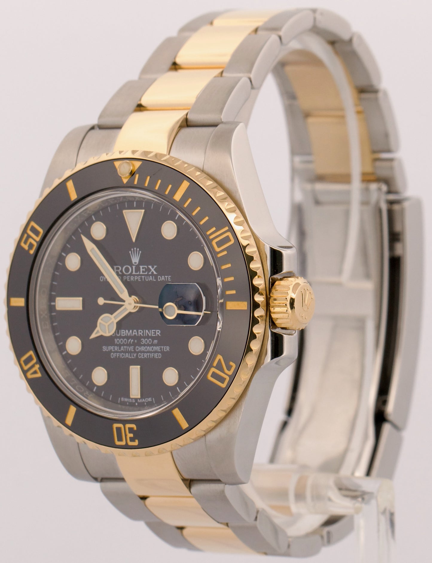 2016 PAPERS Rolex Submariner BLACK 40mm Ceramic 18K Gold Steel 116613 LN BOX