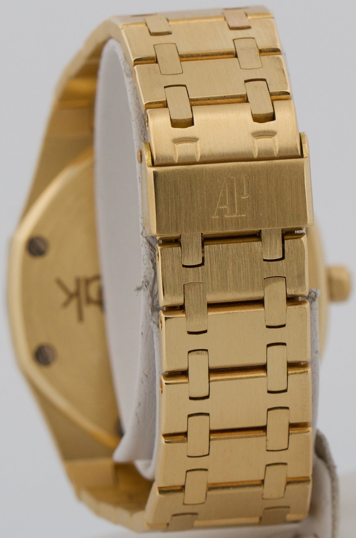 Vintage Audemars Piguet Royal Oak 4100BA Patina Gray Diamond 35mm 18K Gold Watch