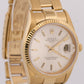 Rolex Oyster Perpetual Date 34mm SILVER 18K Yellow Gold FLUTED Watch 15238