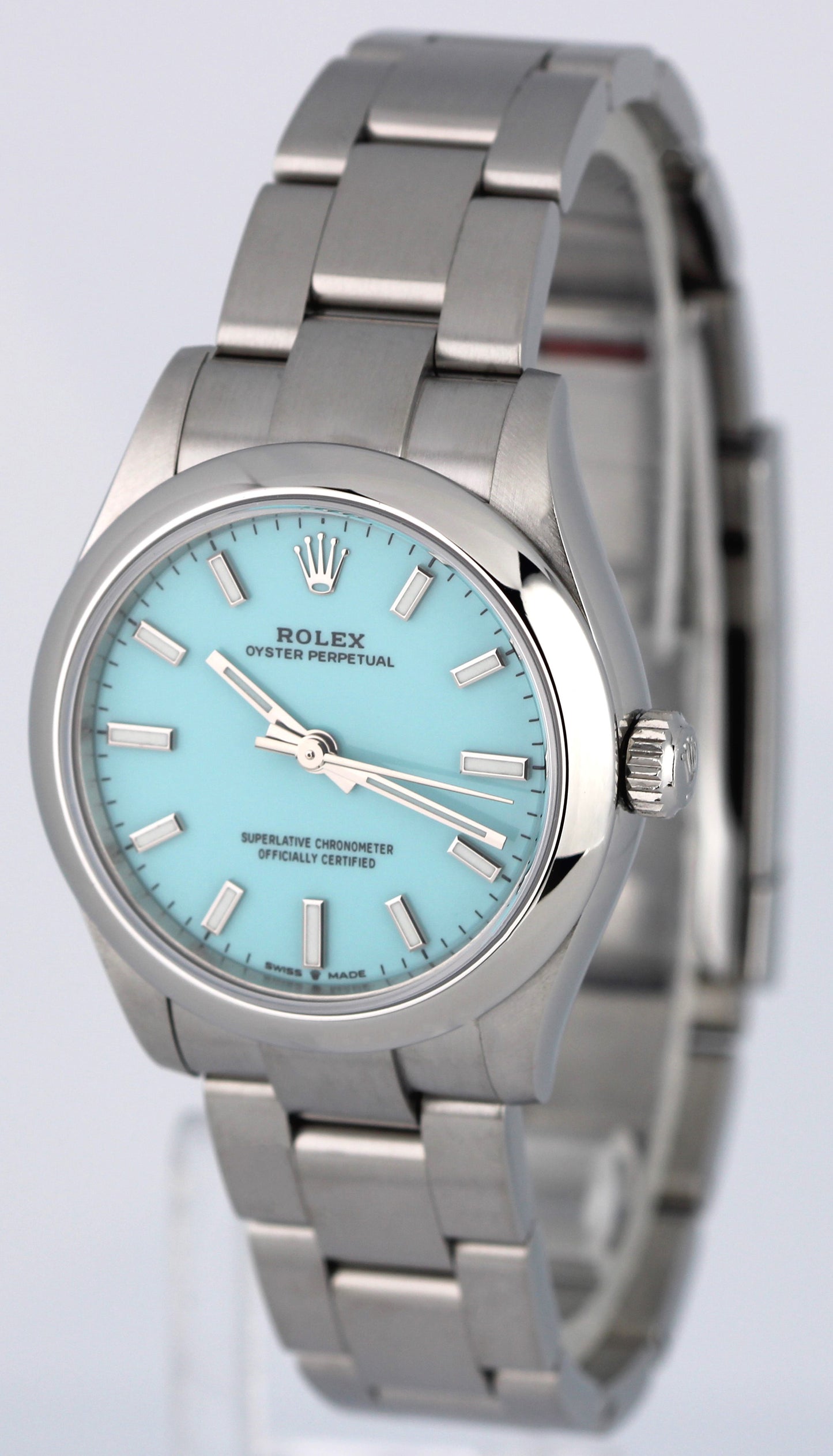 2021 PAPERS Rolex Oyster Perpetual 31 Steel TURQUOISE Blue 31mm 277200 Watch BOX