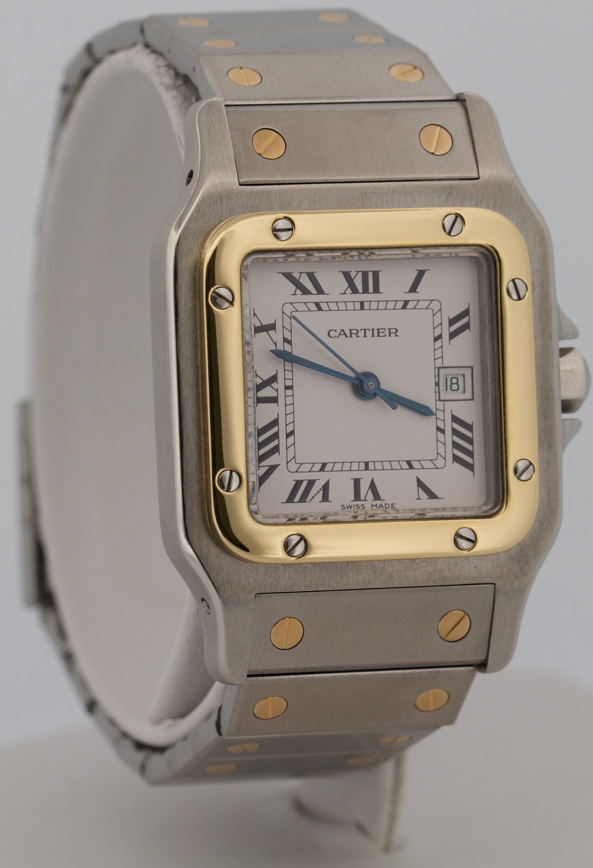 Cartier Santos Carree 2961 White Roman 18k Steel Automatic Two-Tone 29mm Box