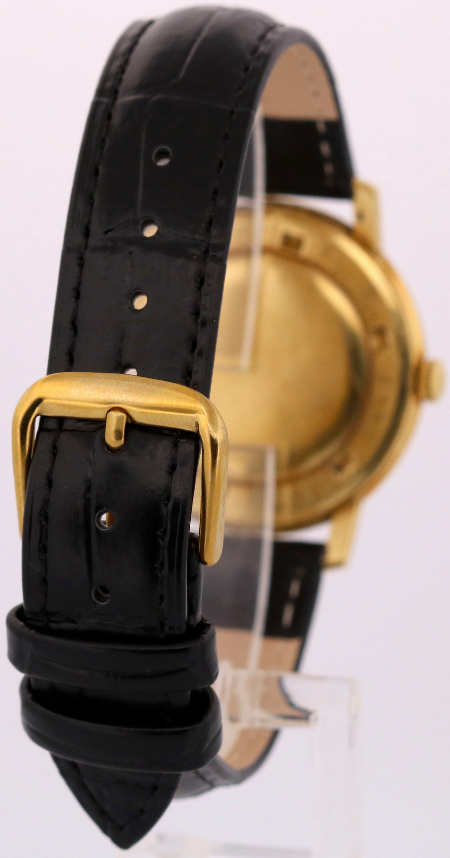 VINTAGE Vacheron Constantin 35mm SILVER 18K Yellow Gold Manual Leather 6515