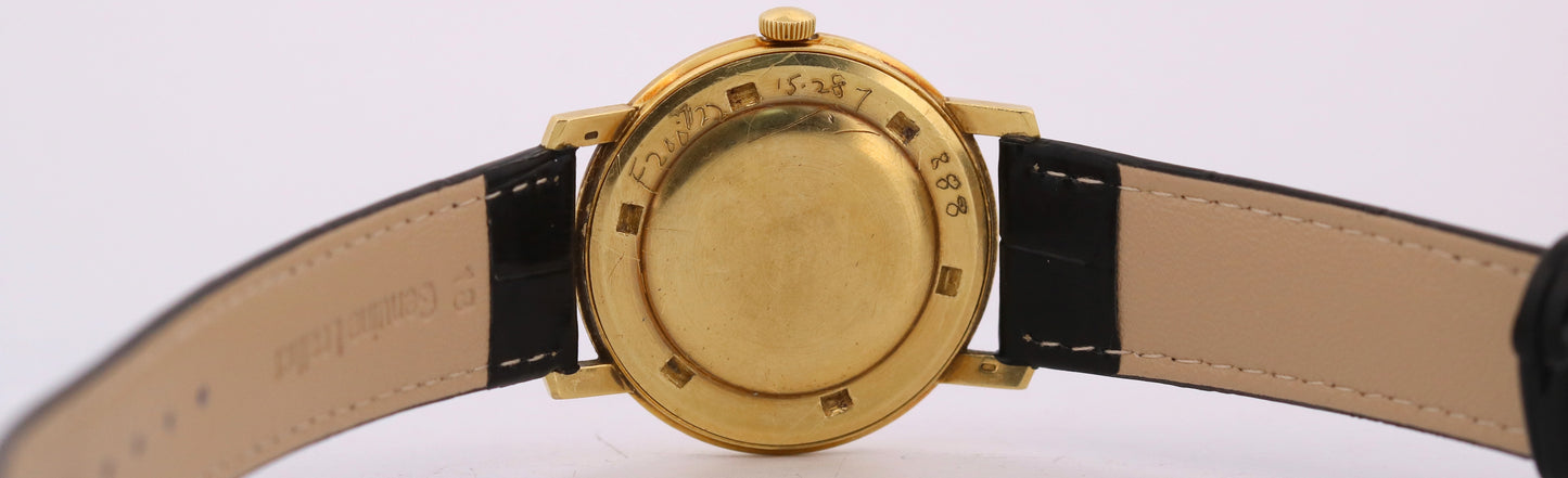 VINTAGE Vacheron Constantin 35mm SILVER 18K Yellow Gold Manual Leather 6515