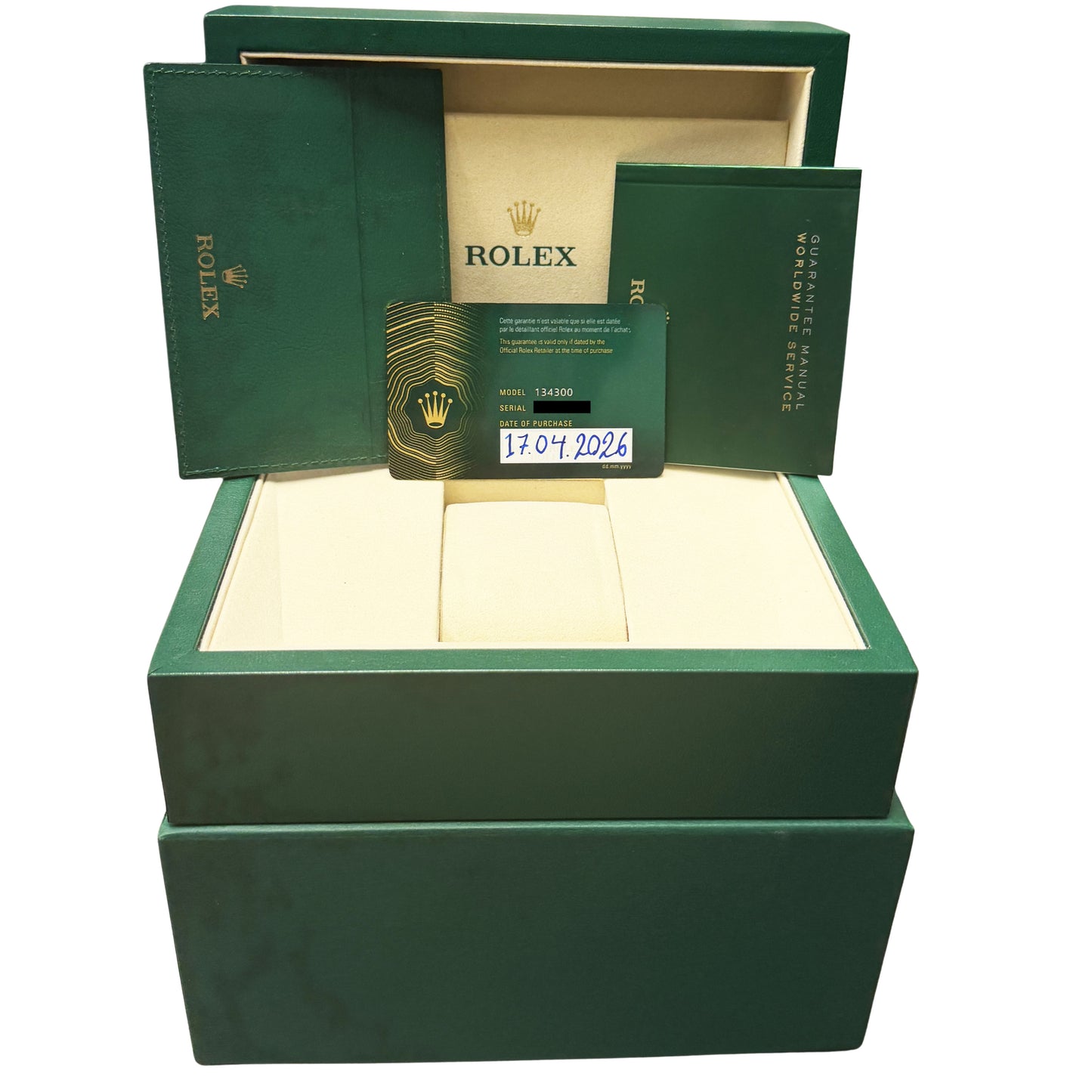APRIL 2026 PAPERS Rolex Oyster Perpetual Steel MED BLUE 41mm 134300 Watch BOX