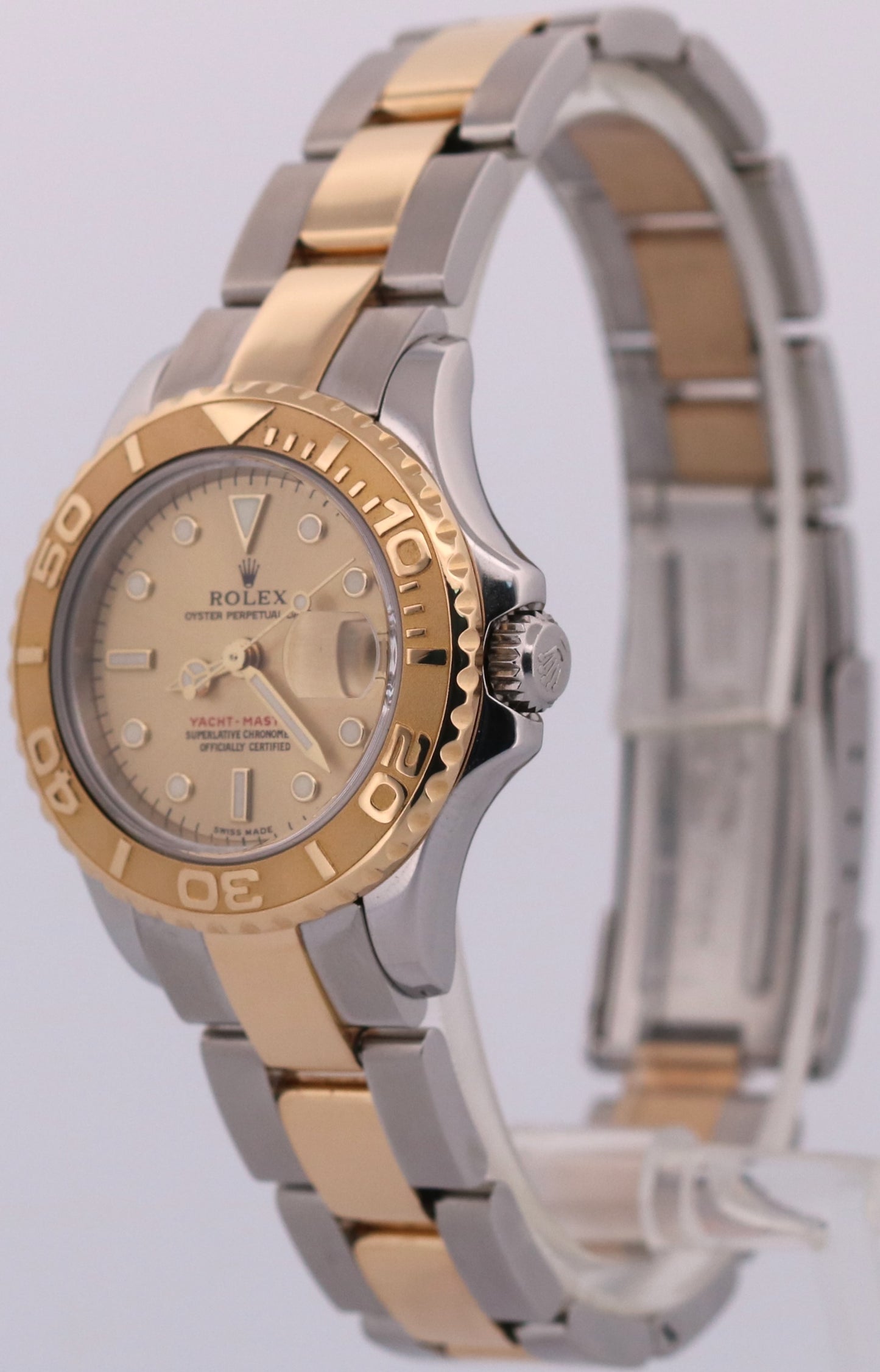 2003 PAPERS Ladies Rolex Yacht-Master 29mm CHAMPAGNE 169623 18K Gold Steel BOX