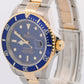 Rolex Submariner Date 40mm BLUE Two-Tone 18K Yellow Gold GOLD BUCKLE 16613