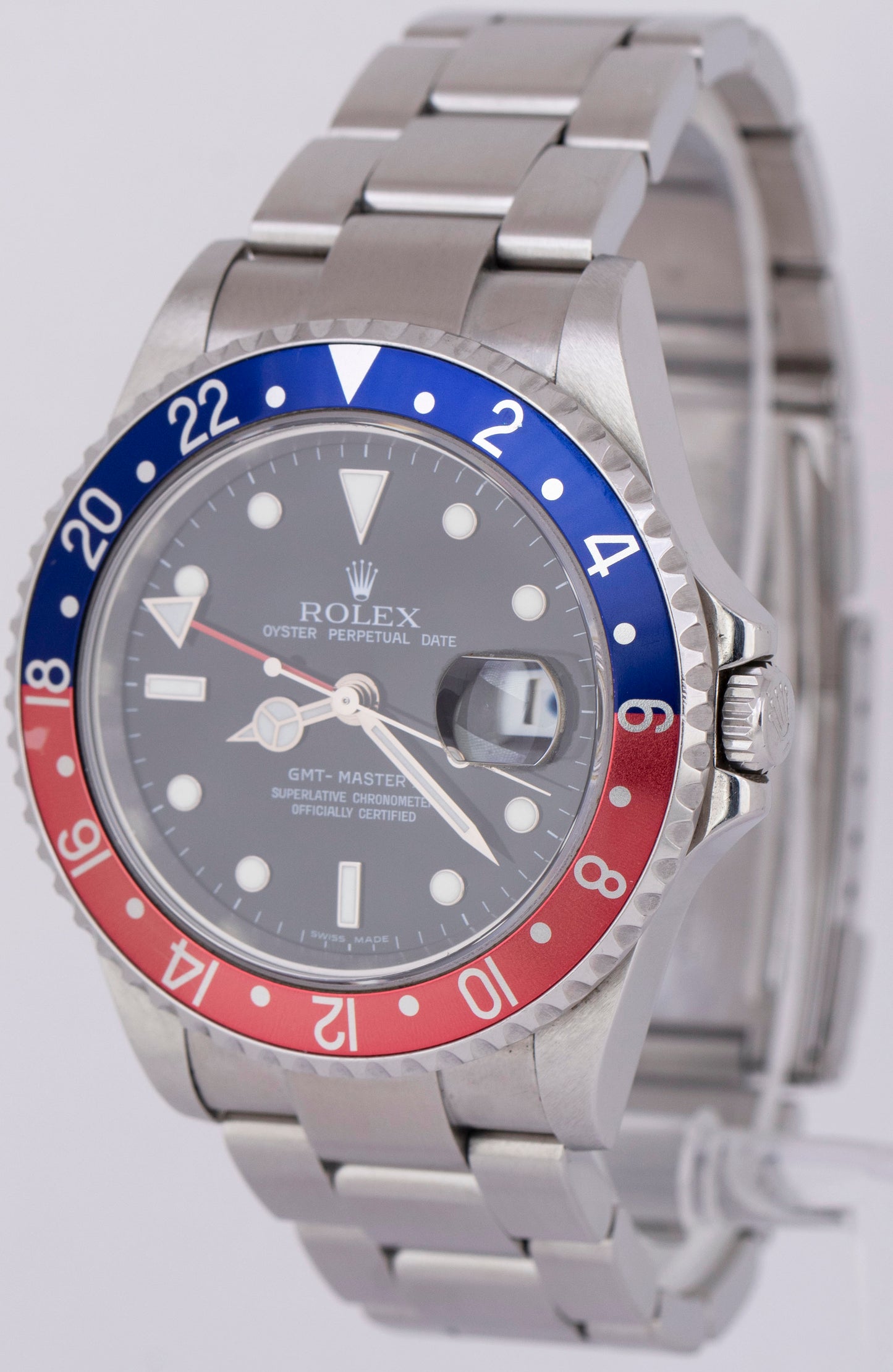 PAPERS Rolex GMT-Master II PEPSI Rectangle Blue Red NO-HOLES 40mm 16710 B+P