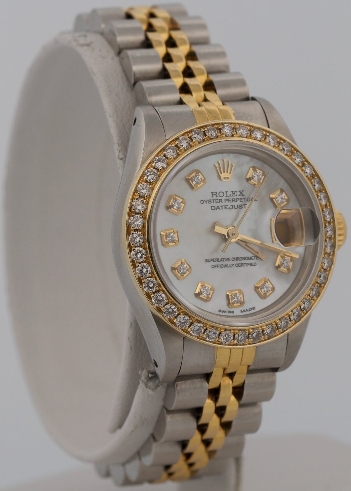 Ladies Rolex DateJust 69173 26mm Mother of Pearl Diamond 18K Steel Jubilee Watch