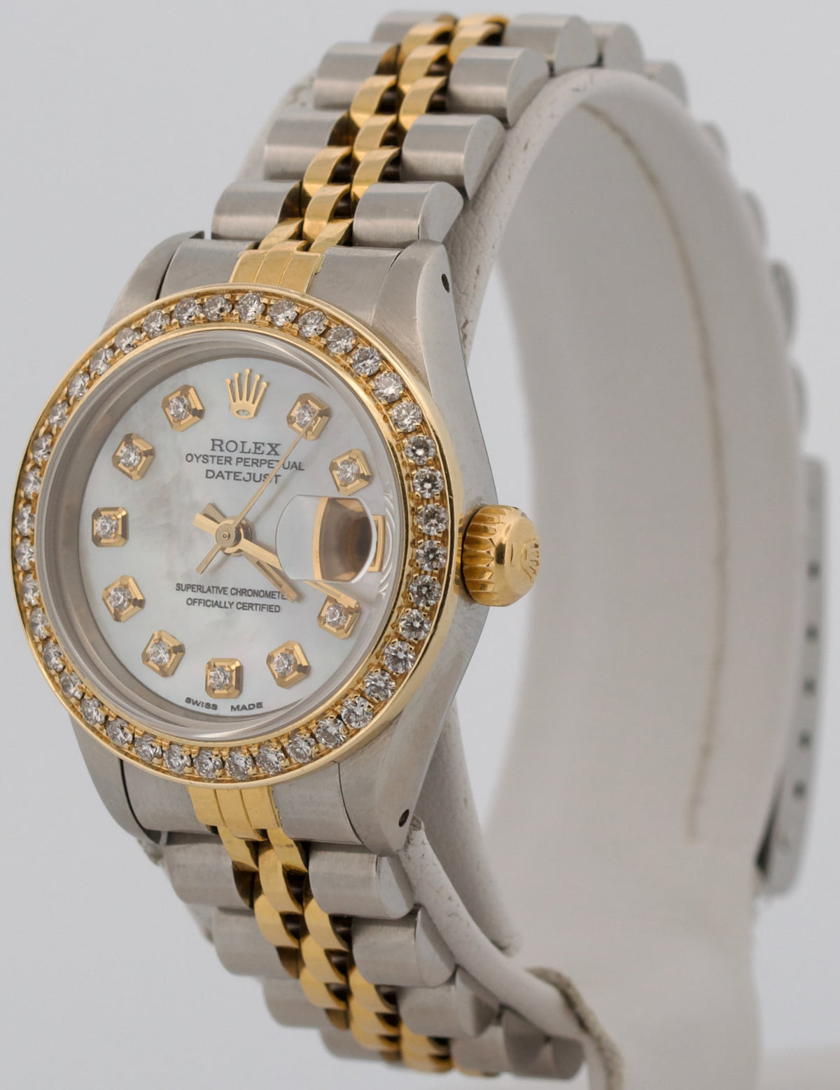 Ladies Rolex DateJust 69173 26mm Mother of Pearl Diamond 18K Steel Jubilee Watch