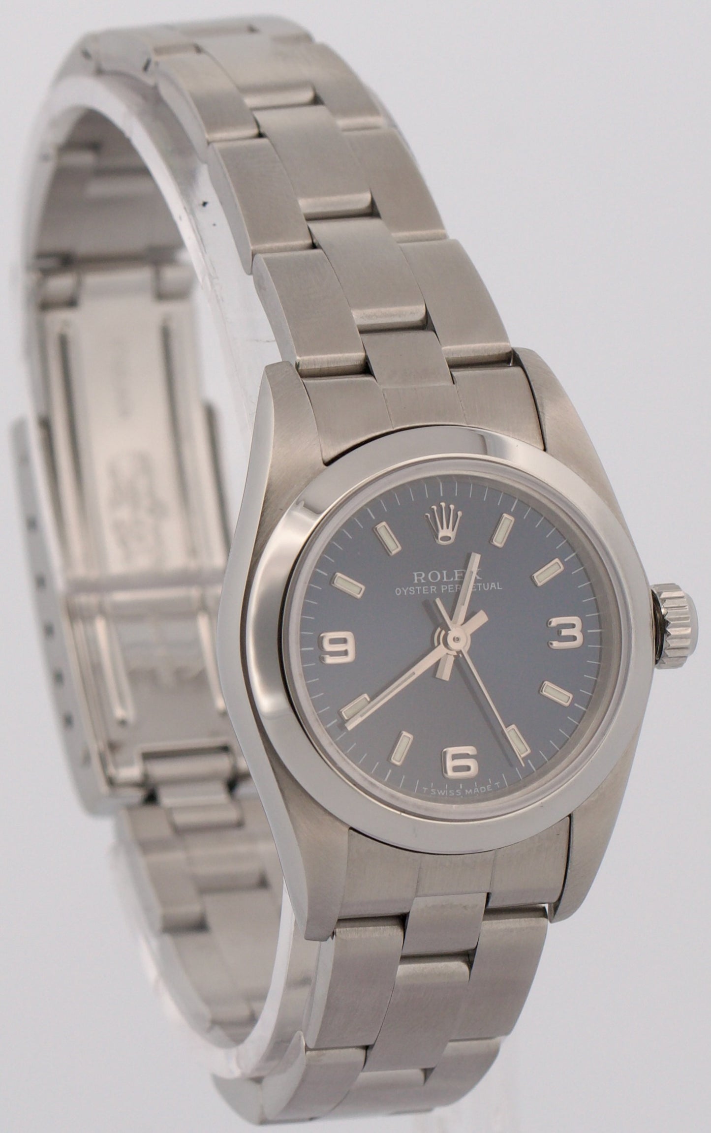1999 Rolex Oyster Perpetual 24mm BLUE 3-6-9 Steel NO-HOLES Oyster Smooth 76080