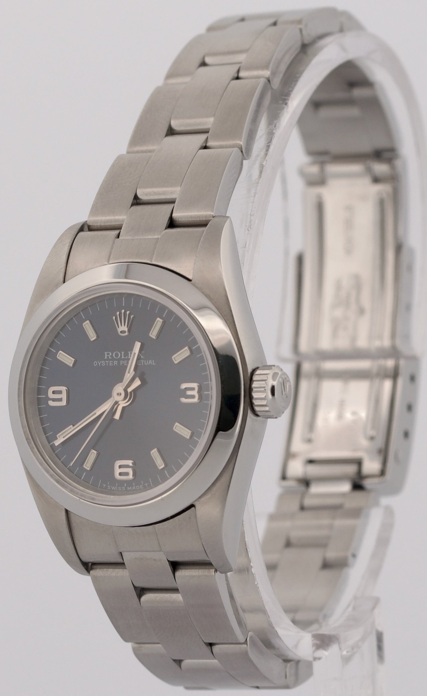 1999 Rolex Oyster Perpetual 24mm BLUE 3-6-9 Steel NO-HOLES Oyster Smooth 76080