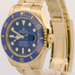 2023 PAPERS Rolex Submariner Date 41 BLUE 18K Yellow Gold 41mm 126618 LB BOX