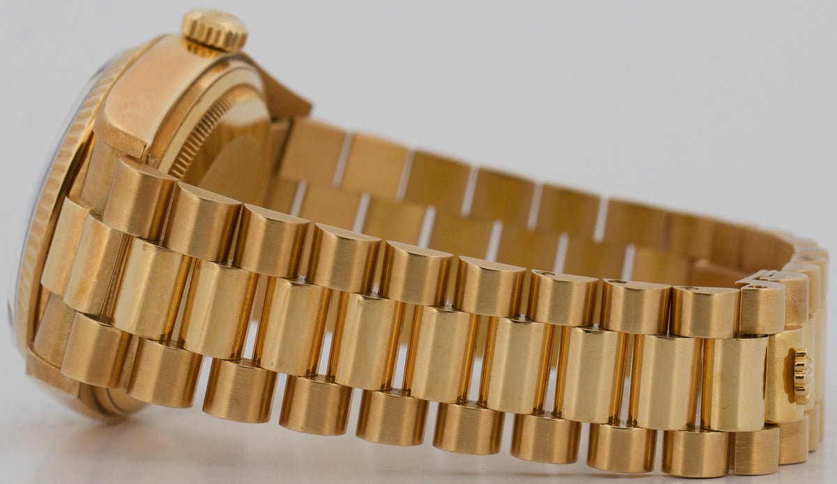 1986 Rolex Day-Date President 18038 Black Fluted 18K Yellow Gold 36mm Watch