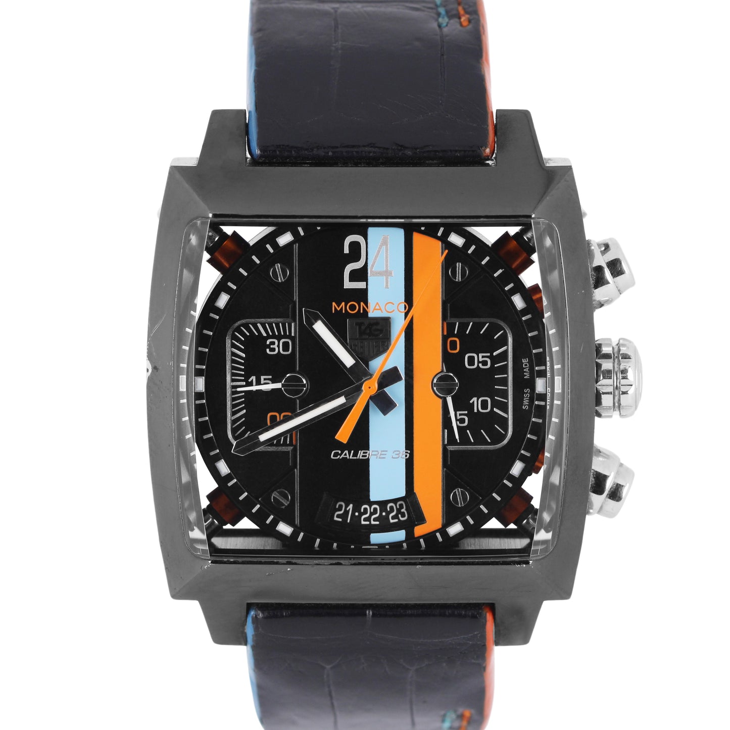 Tag Heuer Monaco Twenty-Four Black Blue Orange 40.5mm CAL5110.FC6265 Watch