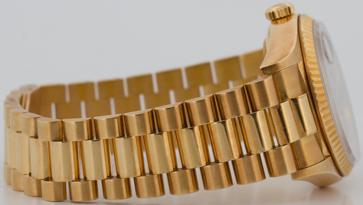 1986 Rolex Day-Date President 18038 Black Fluted 18K Yellow Gold 36mm Watch