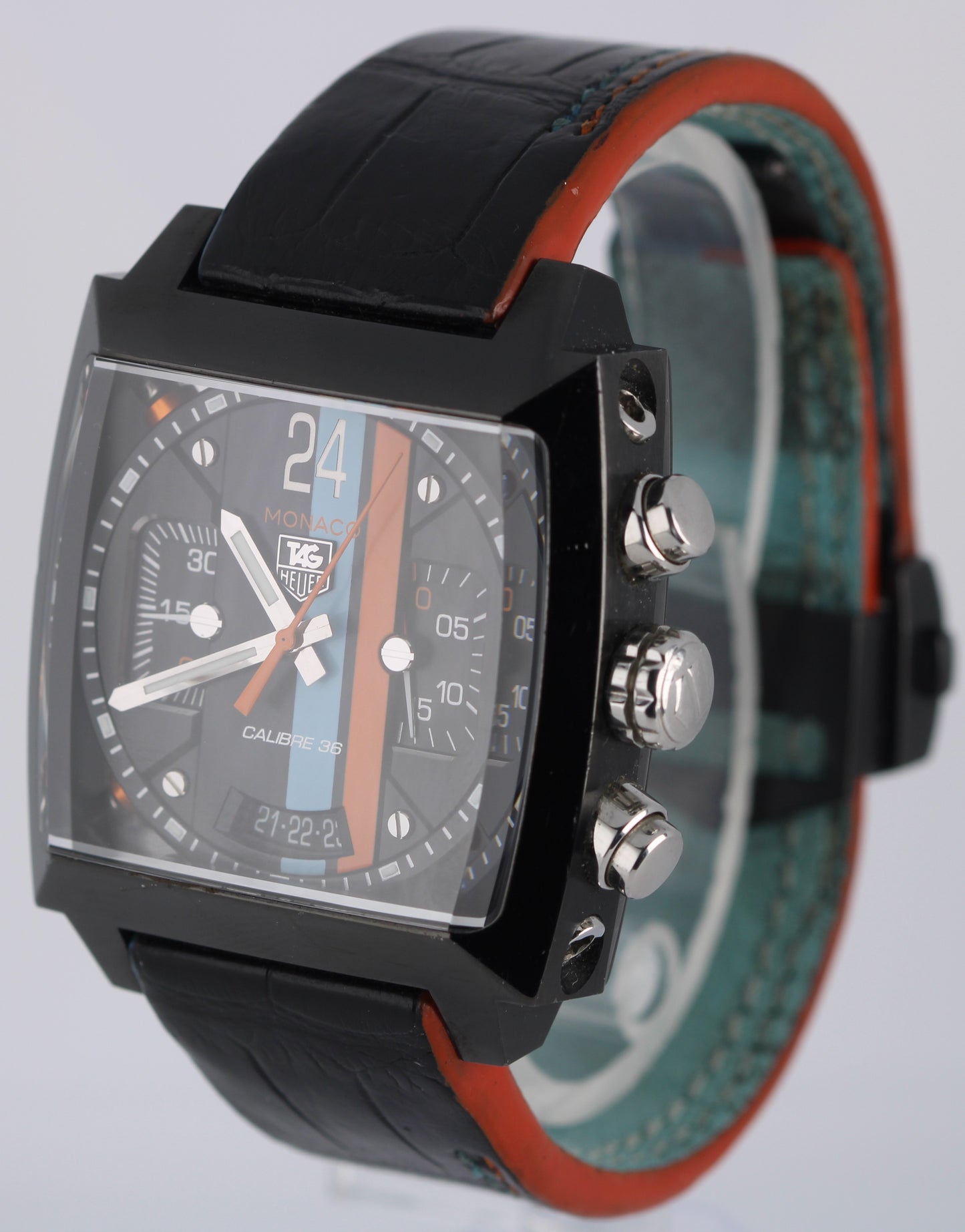 Tag Heuer Monaco Twenty-Four Black Blue Orange 40.5mm CAL5110.FC6265 Watch