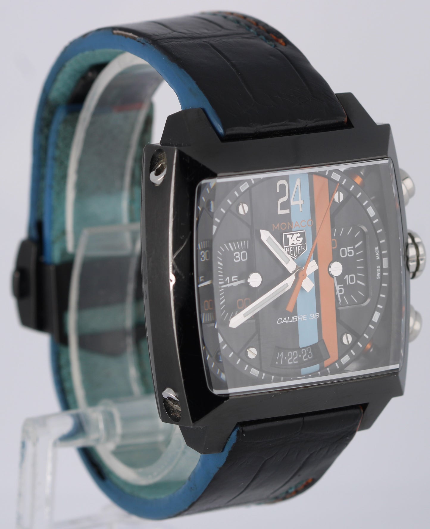 Tag Heuer Monaco Twenty-Four Black Blue Orange 40.5mm CAL5110.FC6265 Watch