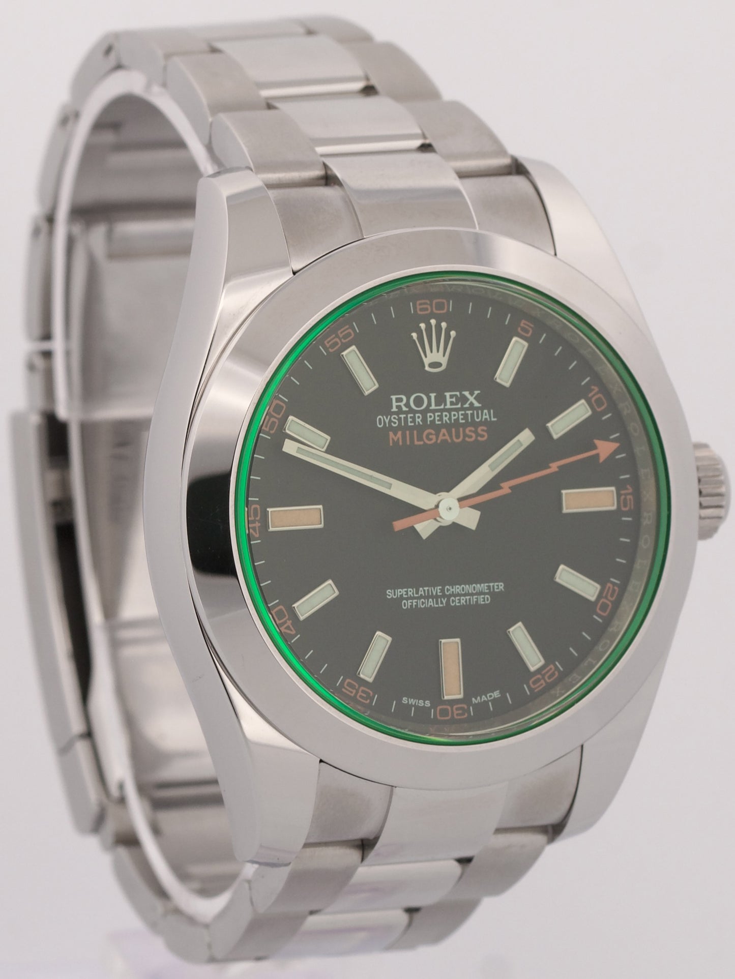 UNPOLISHED 2020 PAPERS Rolex Milgauss BLACK Green 40mm Steel 116400 GV Watch BOX