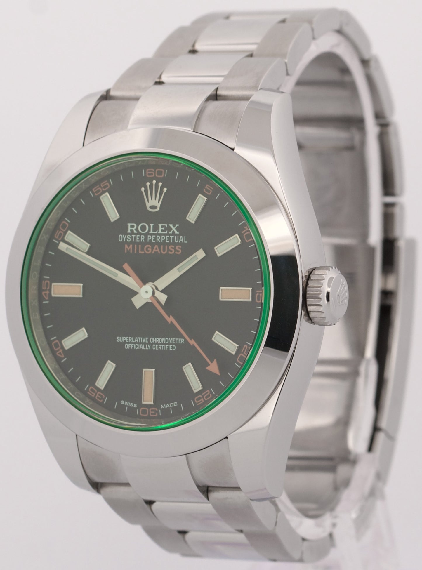 UNPOLISHED 2020 PAPERS Rolex Milgauss BLACK Green 40mm Steel 116400 GV Watch BOX