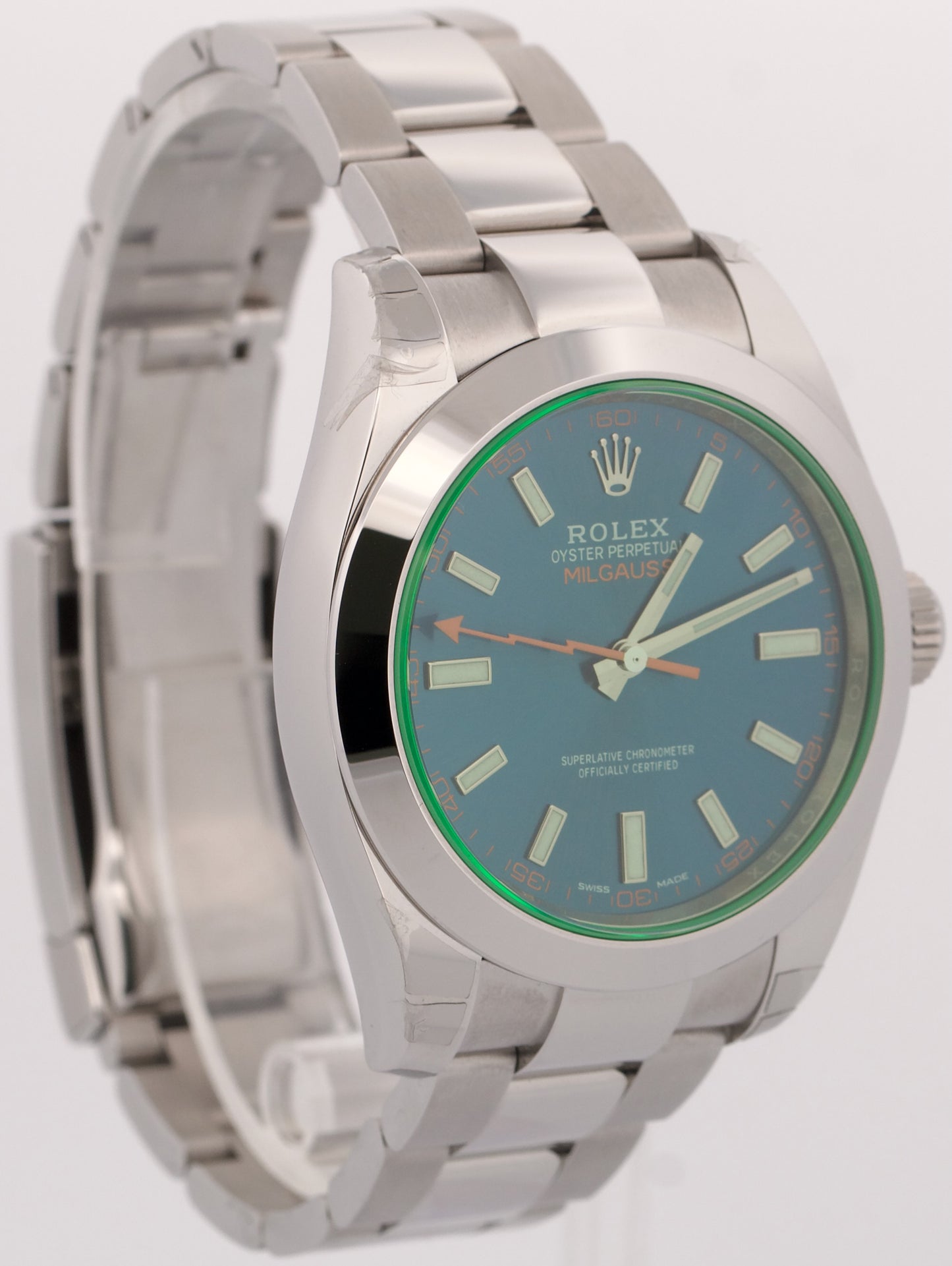 NOS STICKERED 2023 PAPERS Rolex Milgauss BLUE Green 40mm 116400 GV Watch BOX