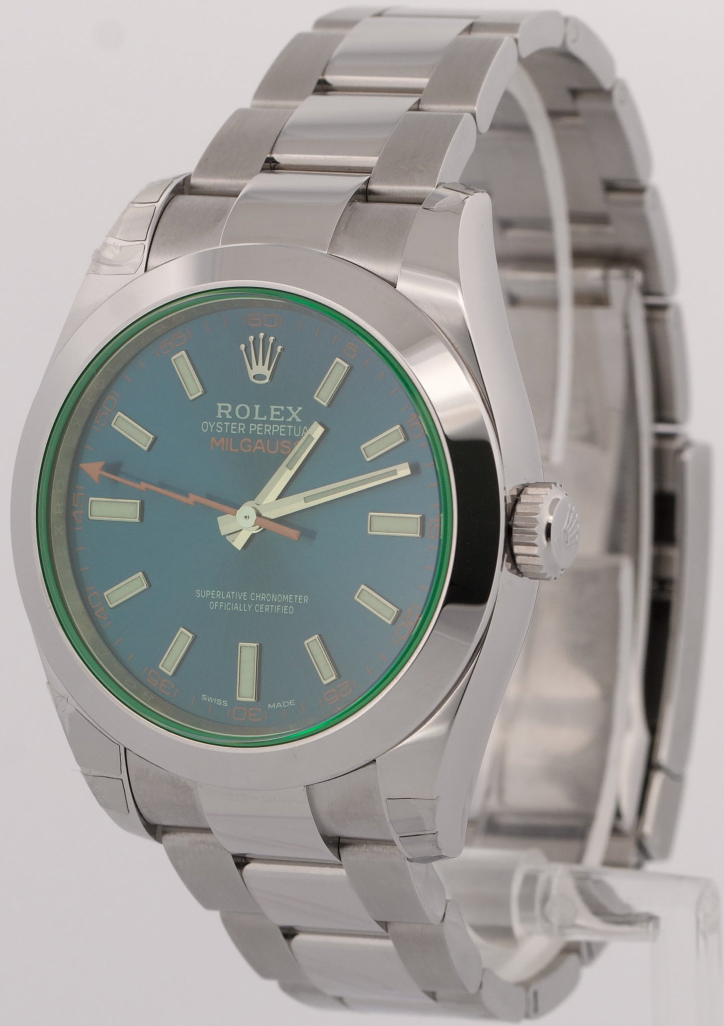 NOS STICKERED 2023 PAPERS Rolex Milgauss BLUE Green 40mm 116400 GV Watch BOX